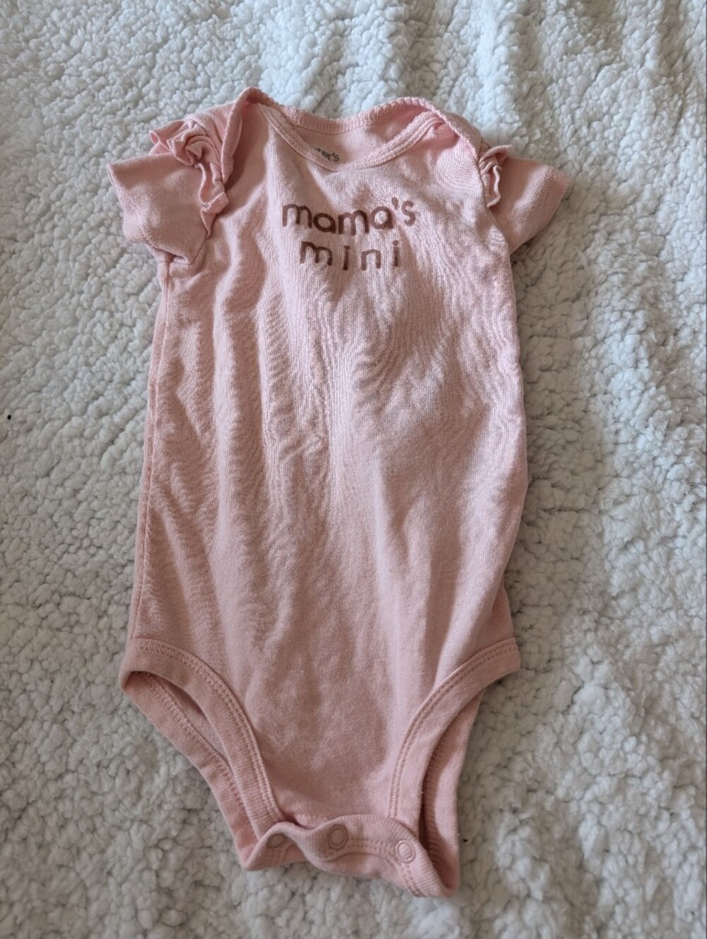 Carter's Light Pink "mama's mini" Ruffle Sleeve Bodysuit